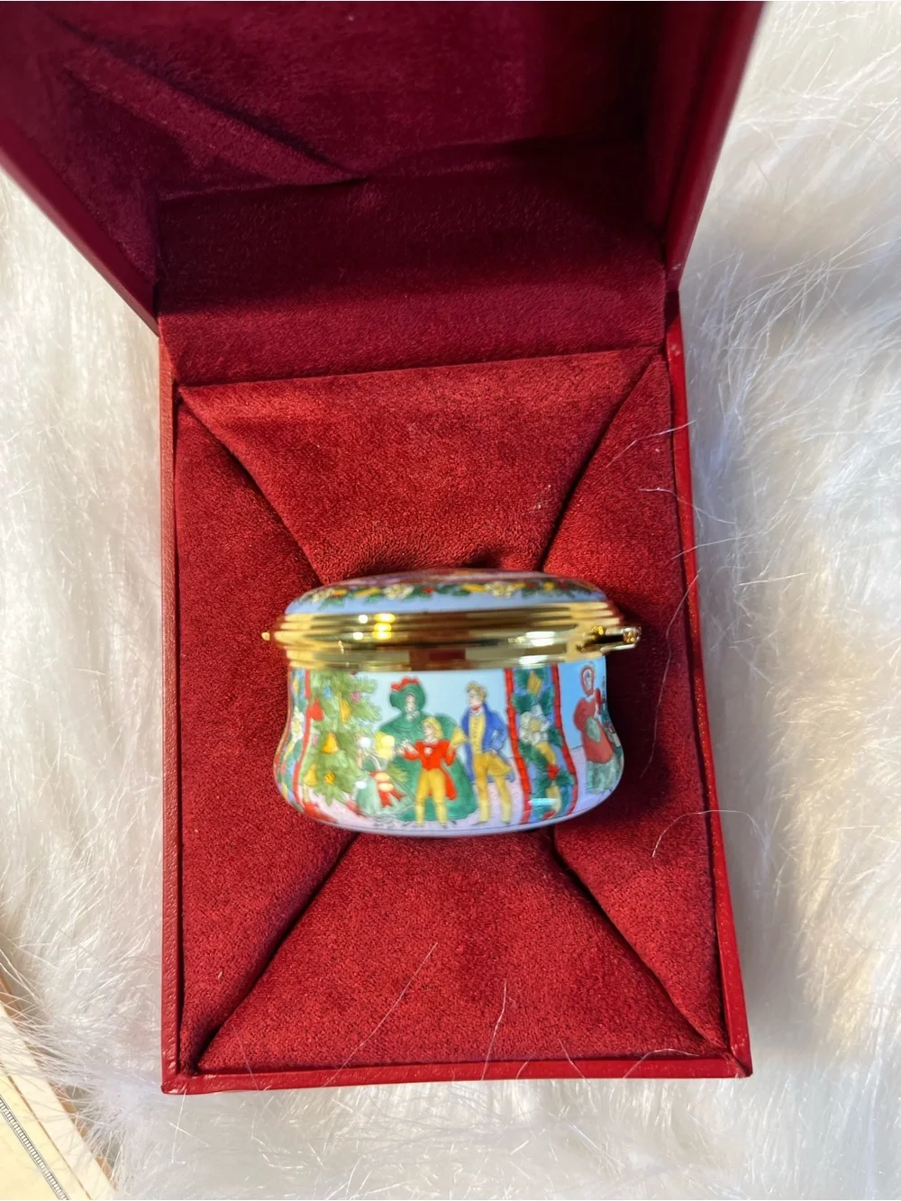 Halcyon Days Enamel Christmas 2006 Decorative Trinket Box - Red/Green